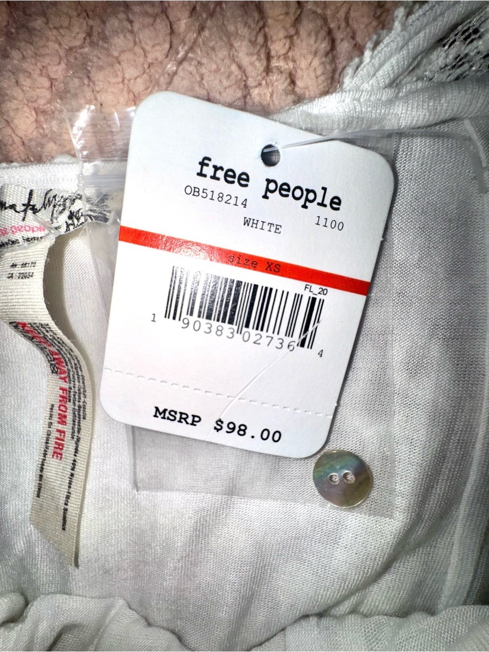 Free People Intimately Daydream Lace Mini Dress White XS NWT Open Back - Picture 10 of 15
